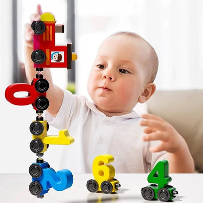Avelena | Kreativer Holzmagnetzug mit Zahlen – Lernspielzeug für Kinder
