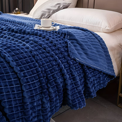 Avelena | EliteWave Plaid - Ultrafluffy strukturierte korallfarbene Fleece-Decke
