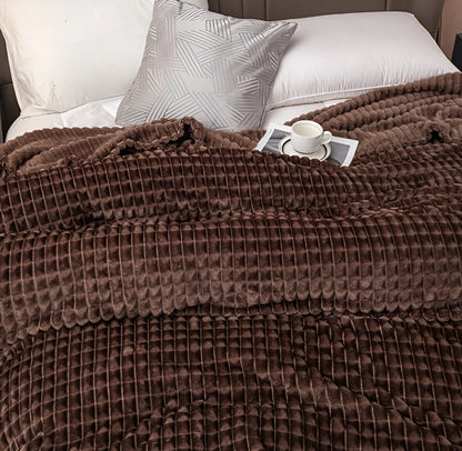 Avelena | EliteWave Plaid - Ultrafluffy strukturierte korallfarbene Fleece-Decke