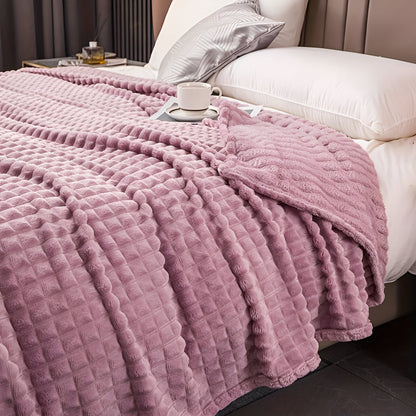 Avelena | EliteWave Plaid - Ultrafluffy strukturierte korallfarbene Fleece-Decke