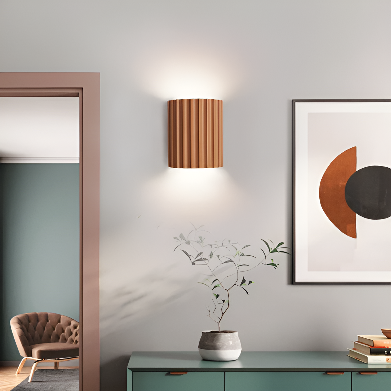 Avelena | Gestreifte LED-Wandleuchte aus Kunstharz für moderne nordische Stimmung