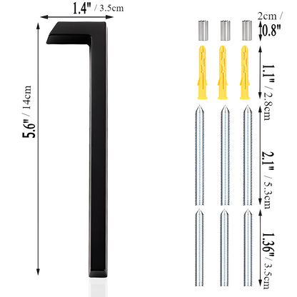Avelena | Schwarz Ganz Hausnummer  -  Hausnummer Modern  -  Hausnummer Schild