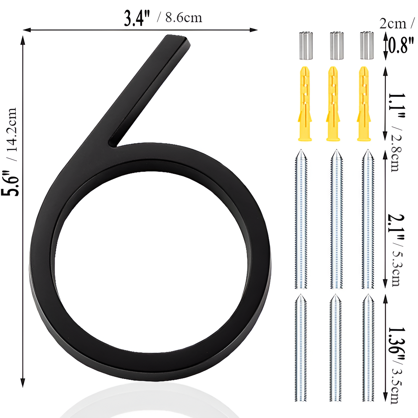 Avelena | Schwarz Ganz Hausnummer  -  Hausnummer Modern  -  Hausnummer Schild