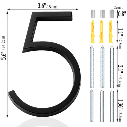 Avelena | Schwarz Ganz Hausnummer  -  Hausnummer Modern  -  Hausnummer Schild