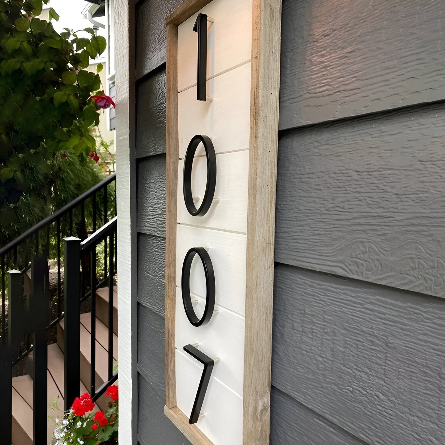 Avelena | Schwarz Ganz Hausnummer  -  Hausnummer Modern  -  Hausnummer Schild