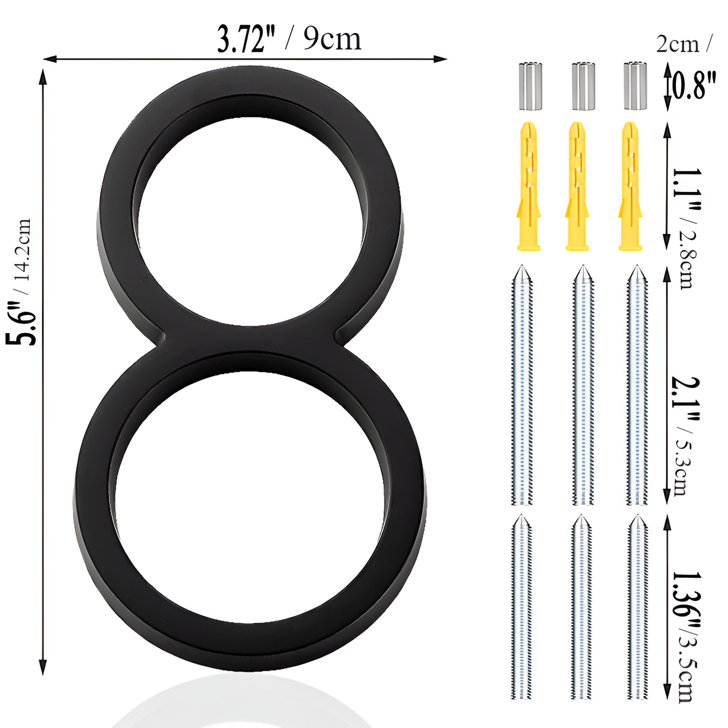 Avelena | Schwarz Ganz Hausnummer  -  Hausnummer Modern  -  Hausnummer Schild