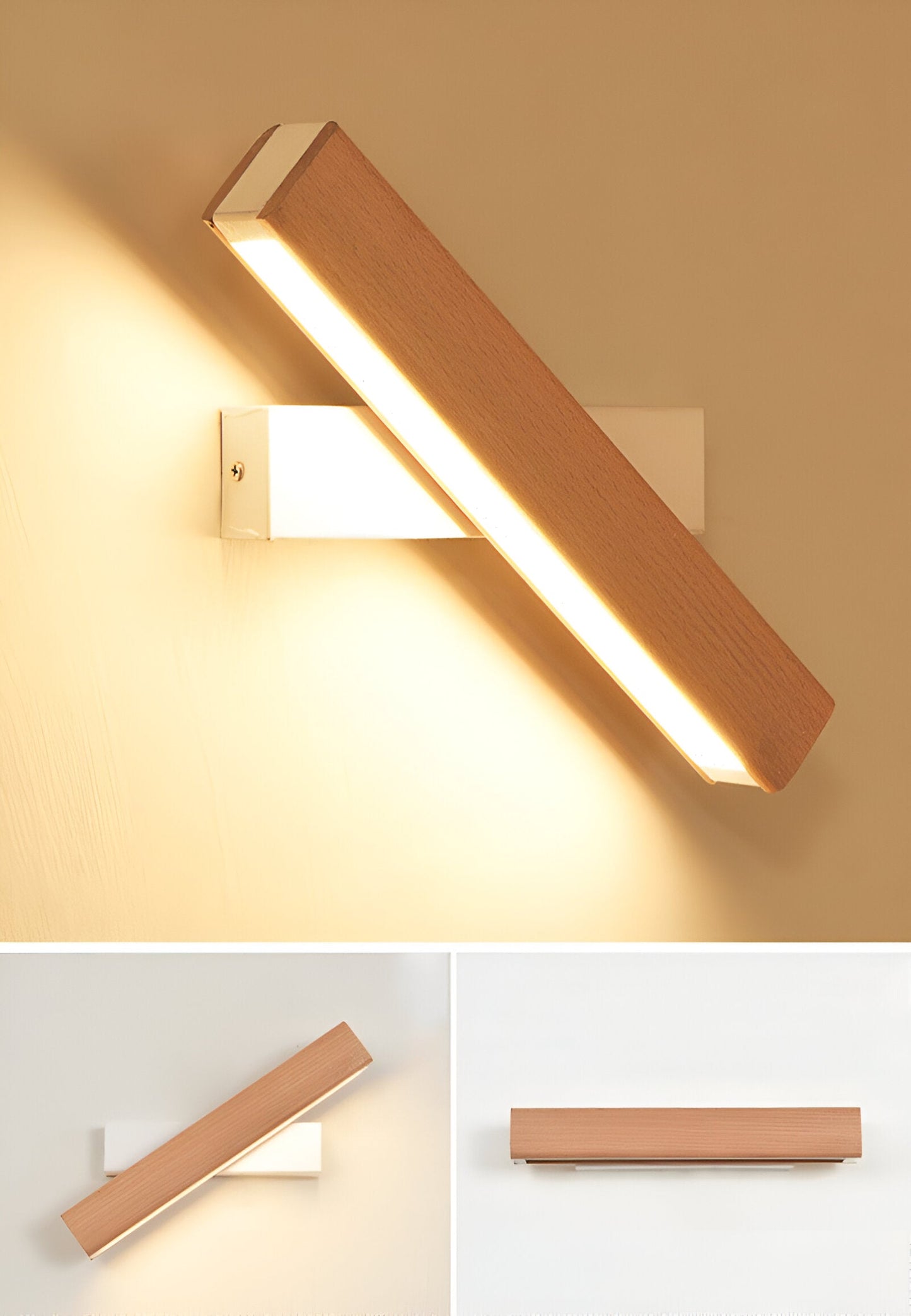 Avelena | TwistLED Wandlampe - 360° drehbare rechteckige LED-Wandlampe aus Holz
