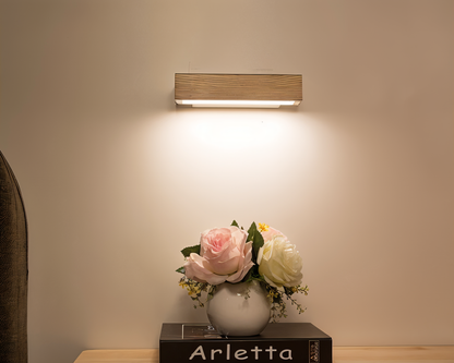 Avelena | TwistLED Wandlampe - 360° drehbare rechteckige LED-Wandlampe aus Holz