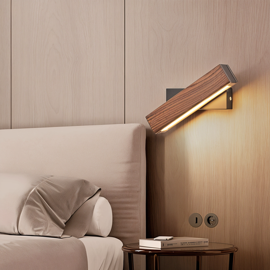 Avelena | TwistLED Wandlampe - 360° drehbare rechteckige LED-Wandlampe aus Holz