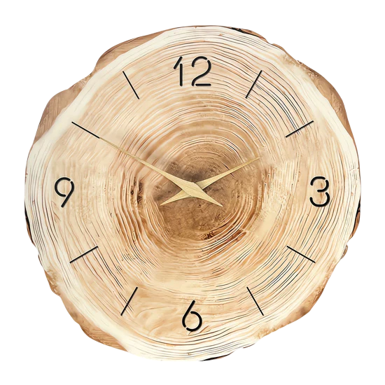 Avelena | Stille Holz Wanduhr mit natürlicher Holztextur