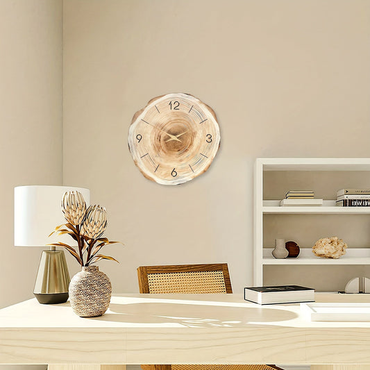 Avelena | Stille Holz Wanduhr mit natürlicher Holztextur