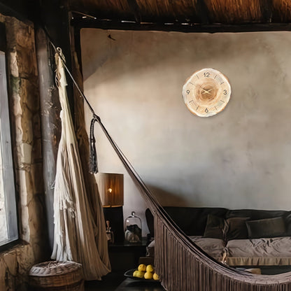 Avelena | Stille Holz Wanduhr mit natürlicher Holztextur