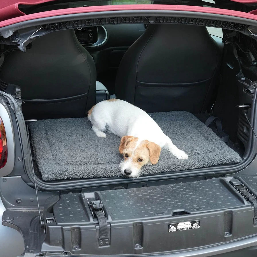 Avelena | Faltbare Reisekorb für Hunde mit Teddy-Stoff Grau