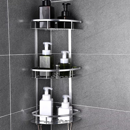 Avelena | 3-Lagen Raumaluminium Badezimmer-Eckregal