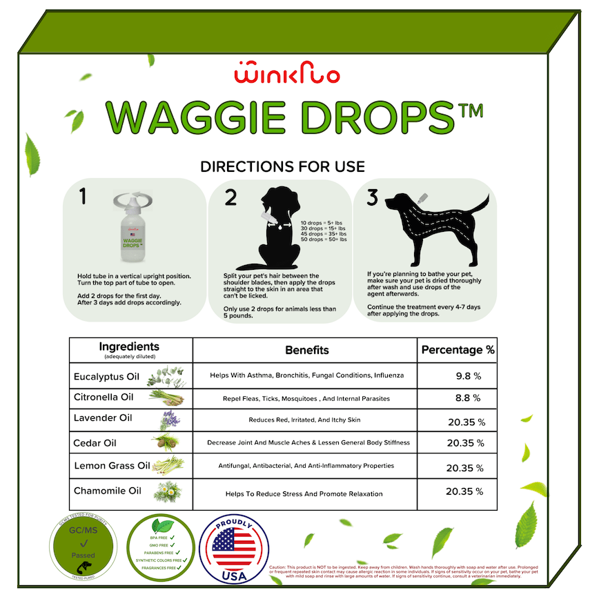 Avelena | Waggie Drops Natürliche Anti-Floh, Zecken, & Mücken Spot-On - Safest 5+ Monate Topische Schutz