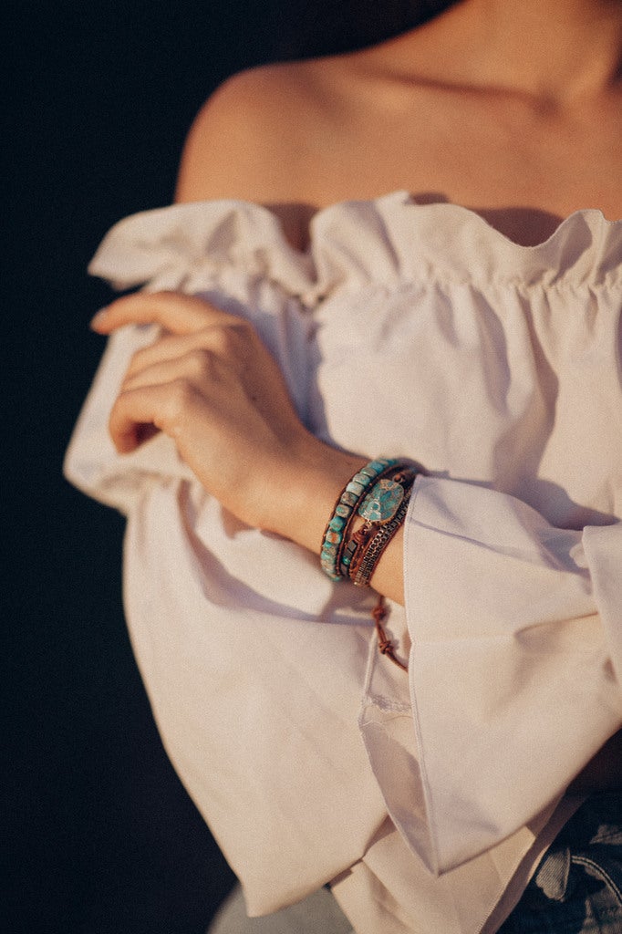 Avelena | Türkis Beruhigende Energie Wrap Armband Elara