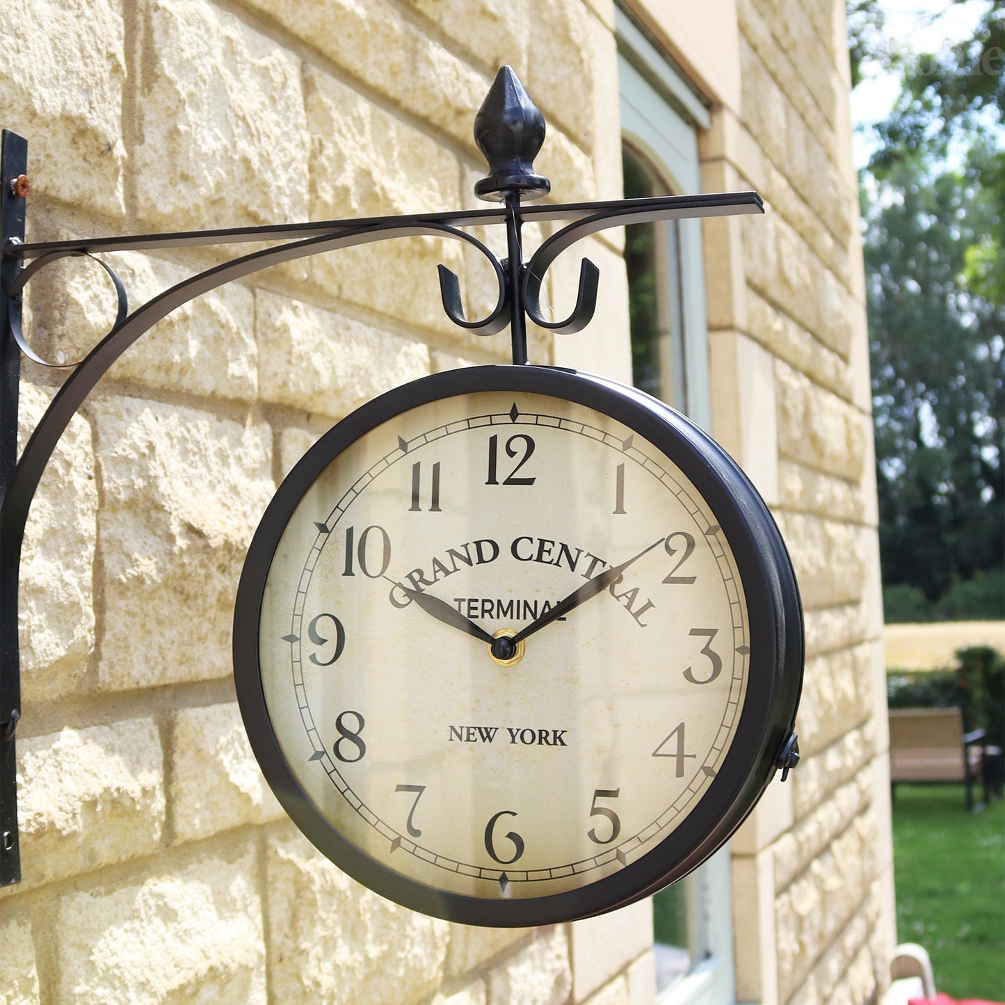 Avelena | Black  Double Sided Railway Outdoor Clock