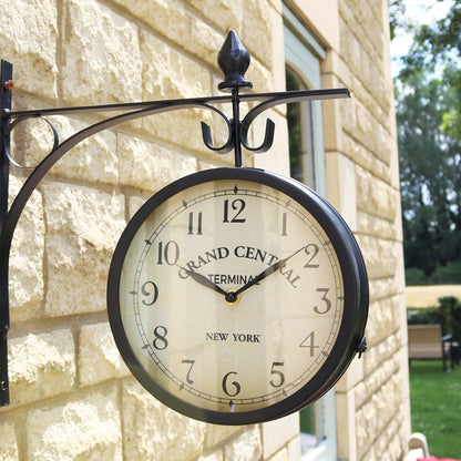Avelena | Black  Double Sided Railway Outdoor Clock