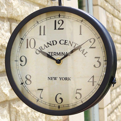 Avelena | Black  Double Sided Railway Outdoor Clock