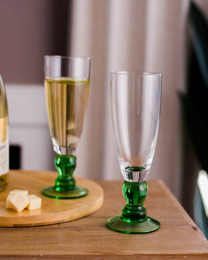 Avelena | Swirl Green Champagnerflöte - Set von 6