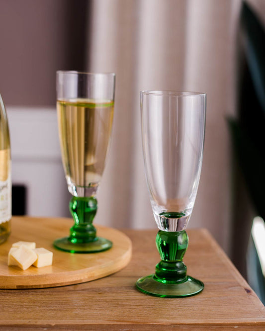 Avelena | Swirl Green Champagnerflöte - Set von 6