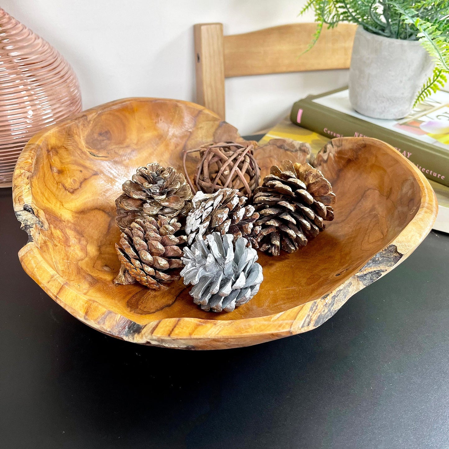 Avelena | Teak Root Wood Decorative Bowl 30cm
