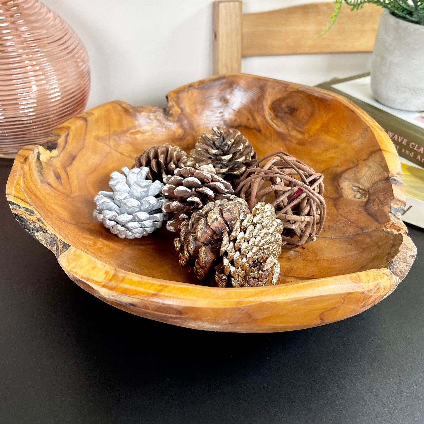 Avelena | Teak Root Wood Decorative Bowl 30cm