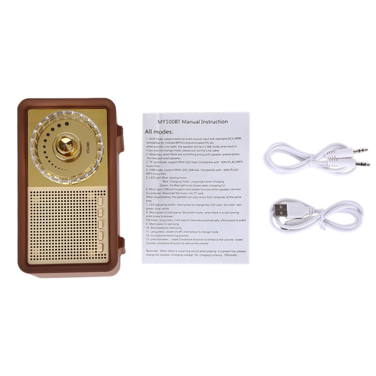 Avelena | MY100BT Retro Stereo Drahtlos Bluetooth Lautsprecher, Unterstützt TF-Karte / AUX / U-Disk / FM