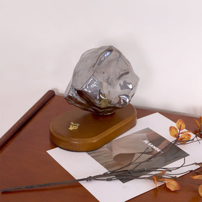 Avelena | RusticLume – Amber Glas und Holz Tischlampe
