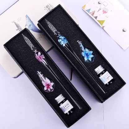 Avelena | Glas Kalligraphie Stift Set Mit Tinte Und Stifthalter