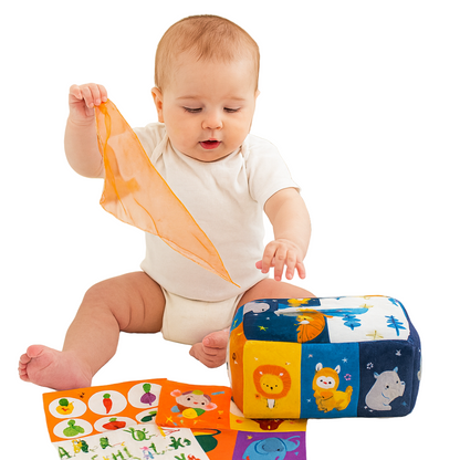 Avelena | Sinneswürfel Stoffmuster Spielzeug für Babys