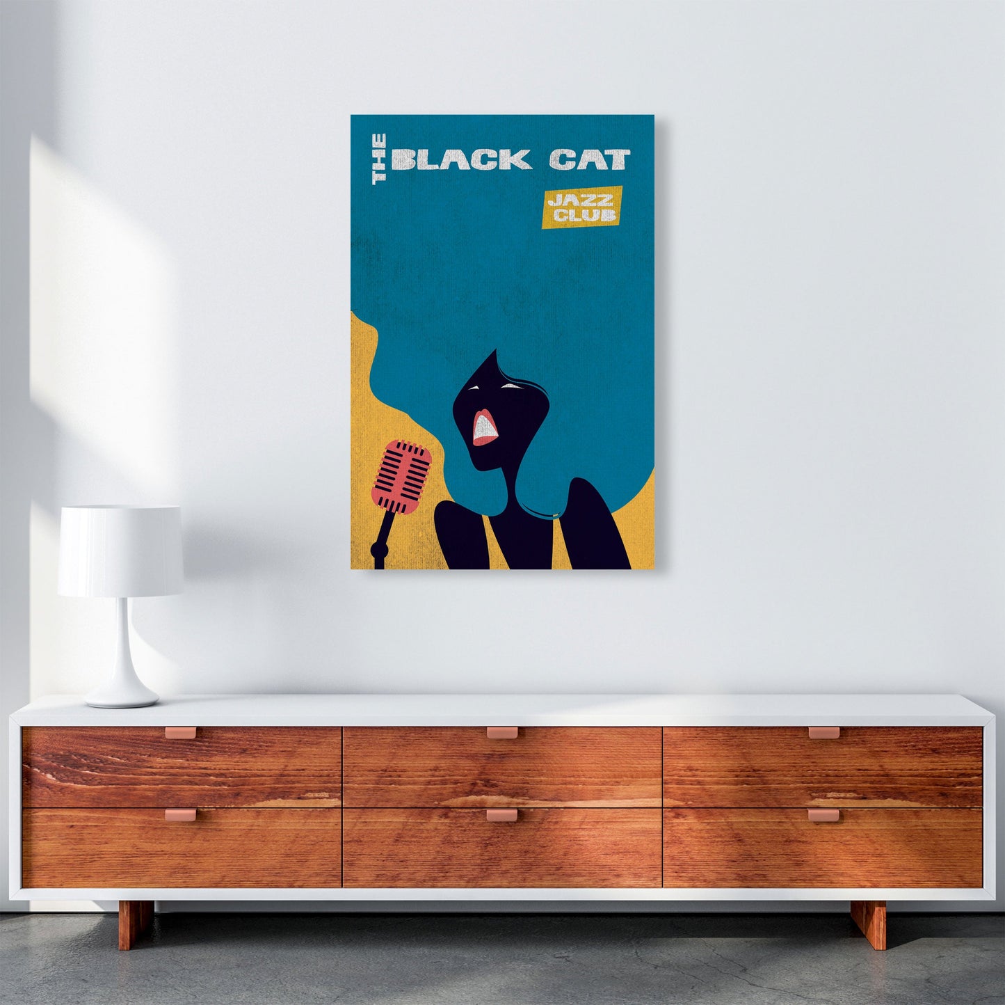 Avelena | Schwarze Katze Jazz Kunstdruck von Jason Stanley