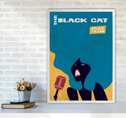 Avelena | Schwarze Katze Jazz Kunstdruck von Jason Stanley