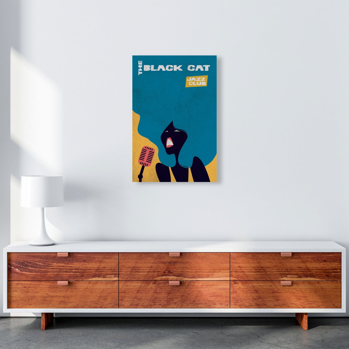 Avelena | Schwarze Katze Jazz Kunstdruck von Jason Stanley