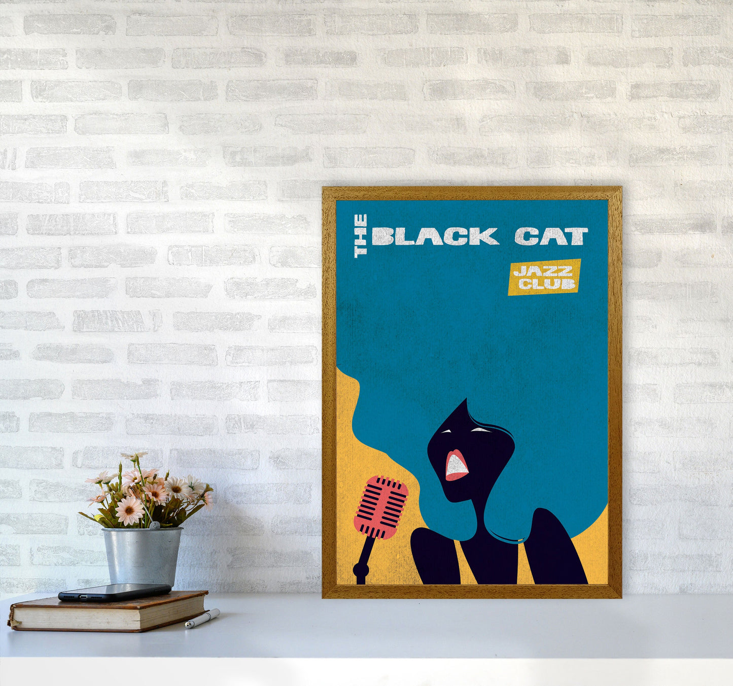 Avelena | Schwarze Katze Jazz Kunstdruck von Jason Stanley