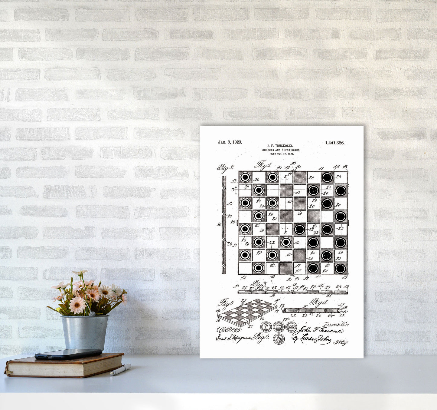 Avelena | Schach- und Damenbrett Patent Kunstdruck