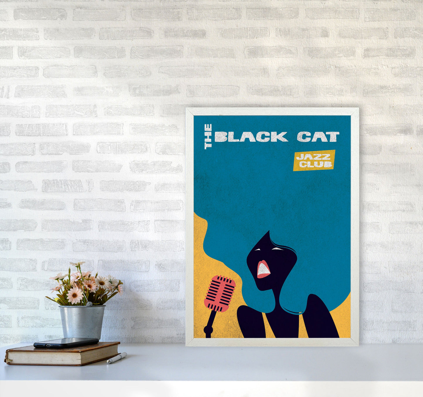 Avelena | Schwarze Katze Jazz Kunstdruck von Jason Stanley