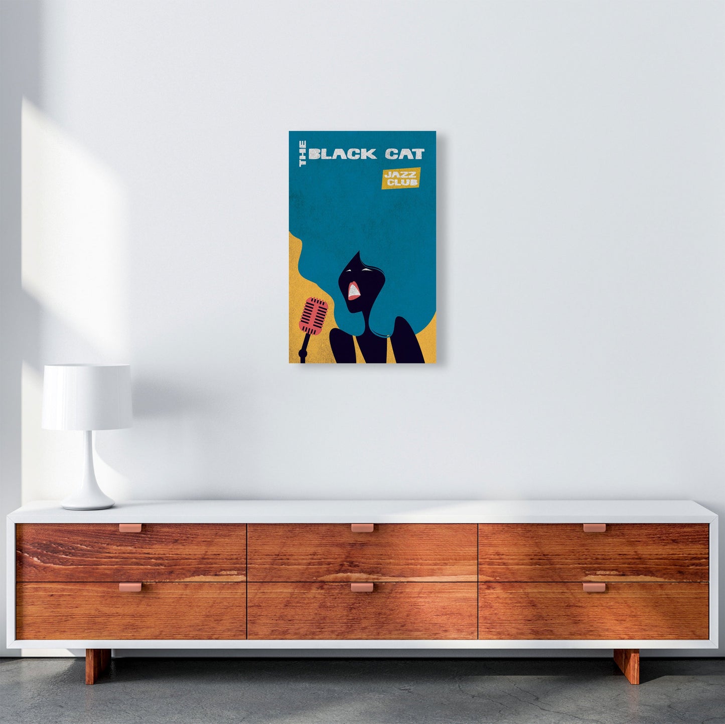 Avelena | Schwarze Katze Jazz Kunstdruck von Jason Stanley