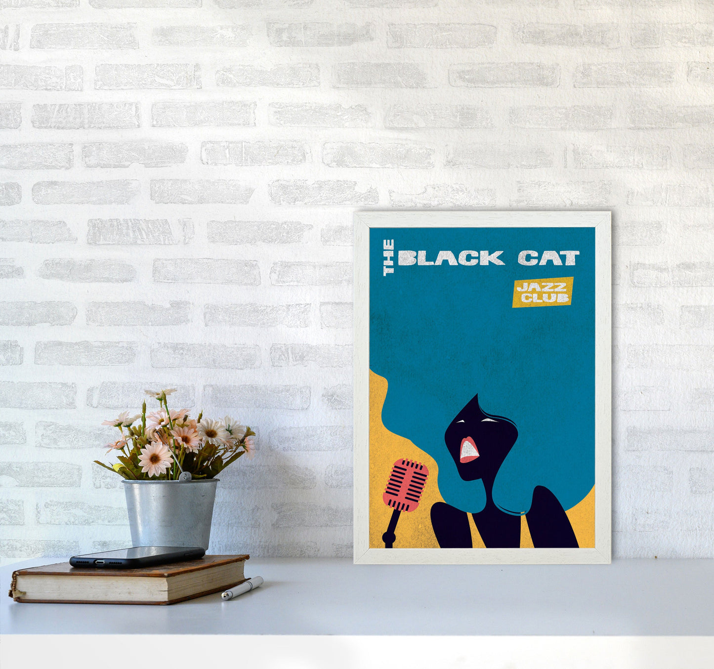 Avelena | Schwarze Katze Jazz Kunstdruck von Jason Stanley