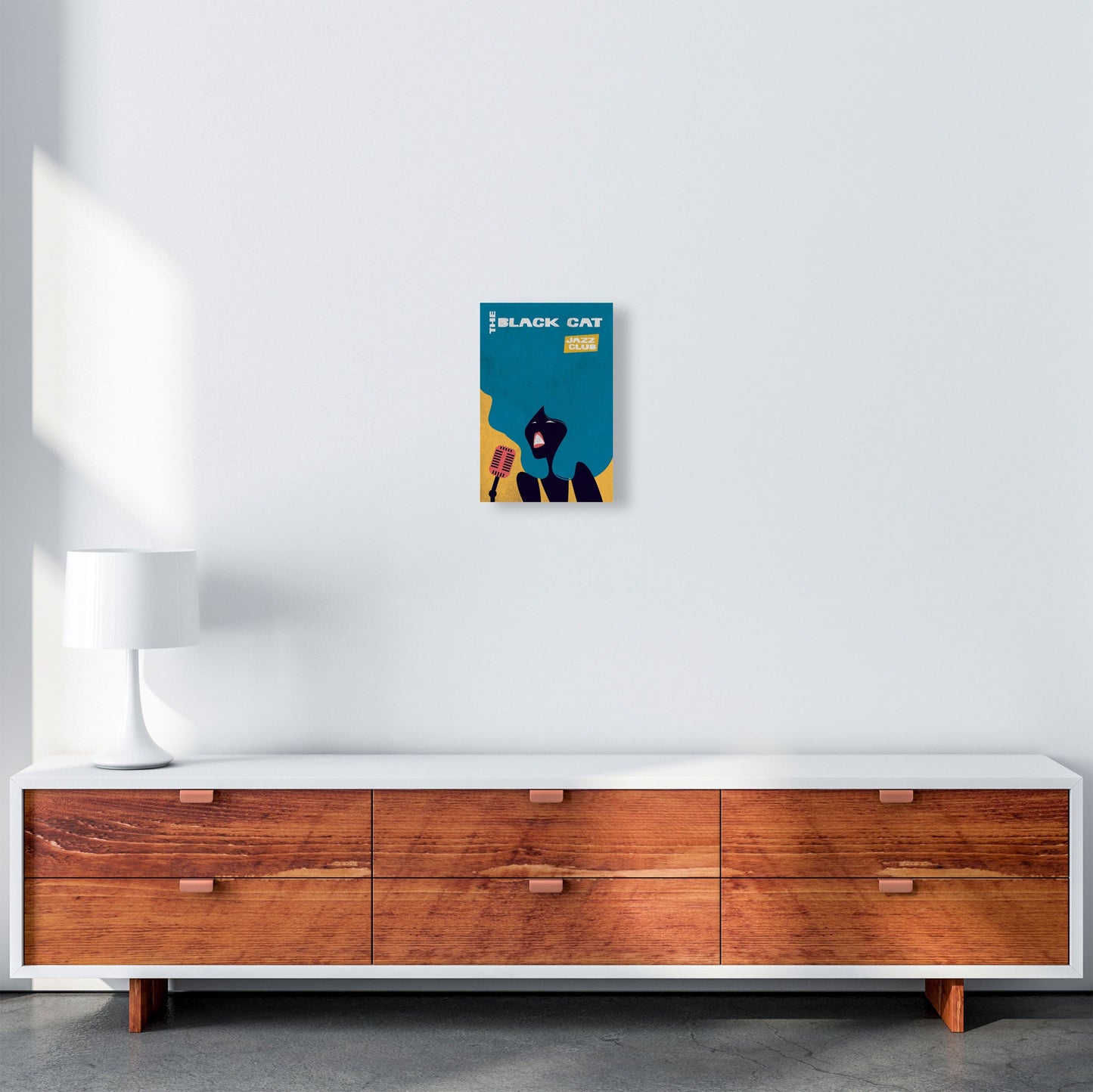 Avelena | Schwarze Katze Jazz Kunstdruck von Jason Stanley