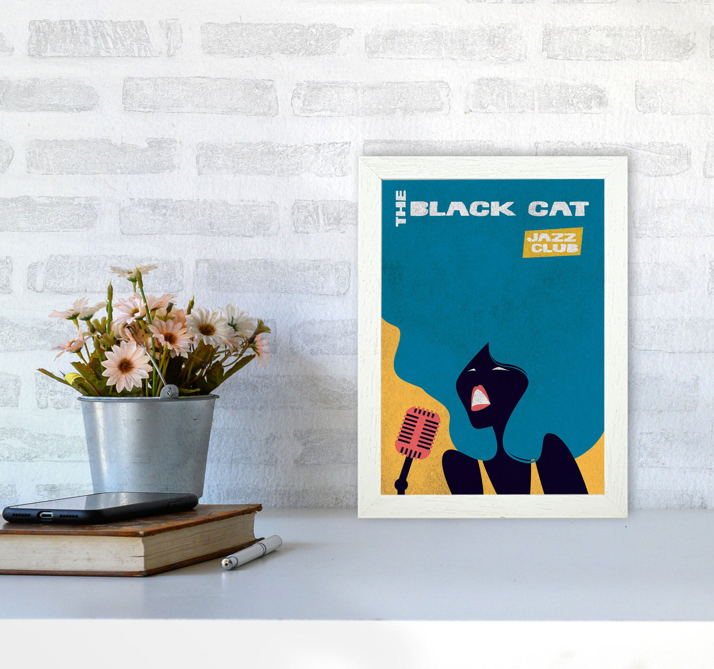 Avelena | Schwarze Katze Jazz Kunstdruck von Jason Stanley