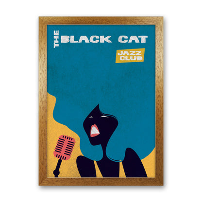 Avelena | Schwarze Katze Jazz Kunstdruck von Jason Stanley