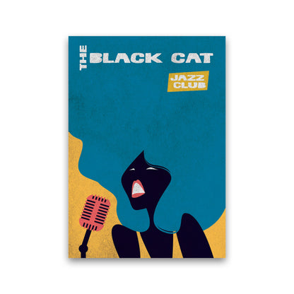 Avelena | Schwarze Katze Jazz Kunstdruck von Jason Stanley