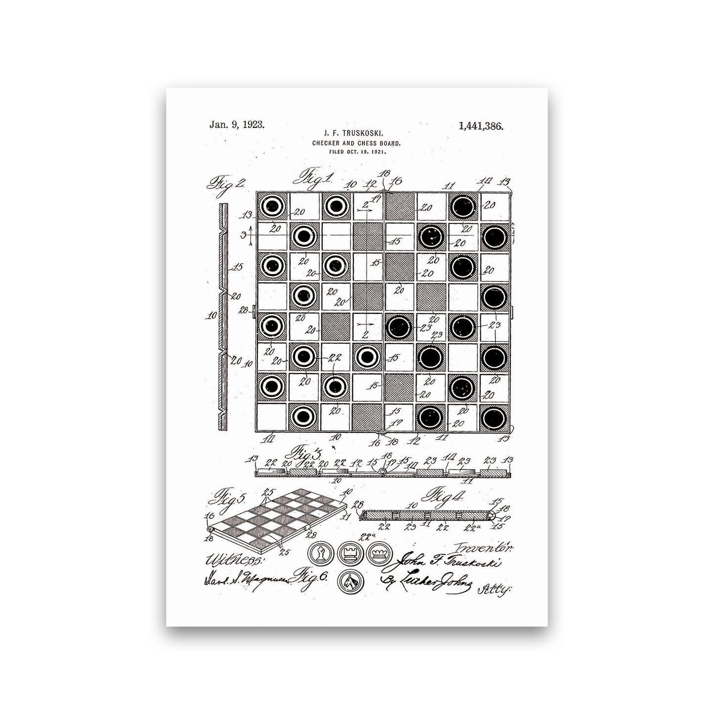 Avelena | Schach- und Damenbrett Patent Kunstdruck