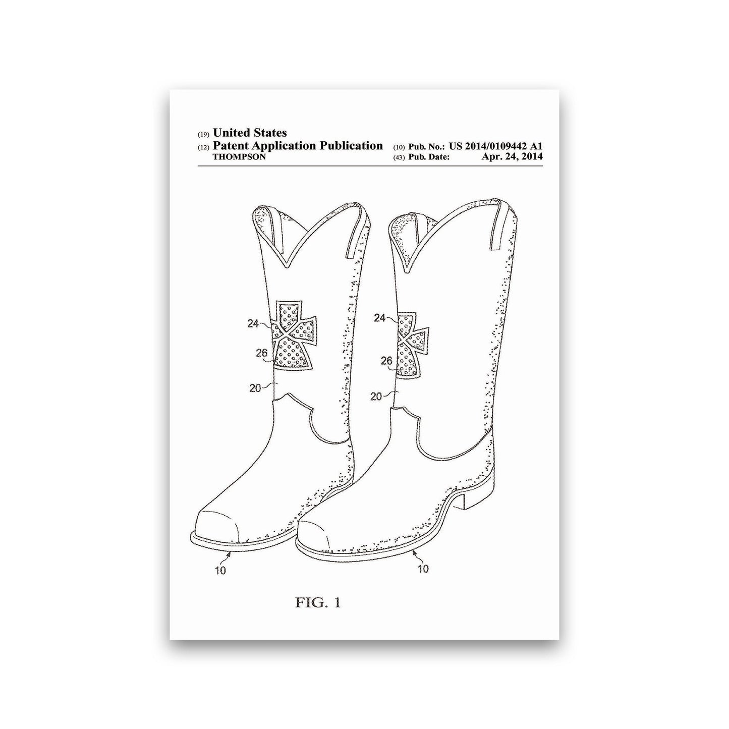 Avelena | Cowboy Stiefel Patent Kunstdruck