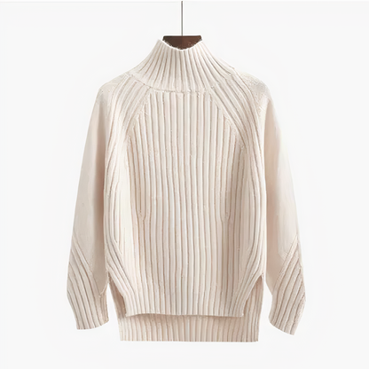 Avelena | Gerippter Rollkragenpullover mit Ballonärmeln