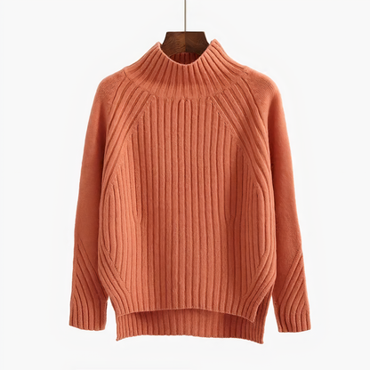 Avelena | Gerippter Rollkragenpullover mit Ballonärmeln