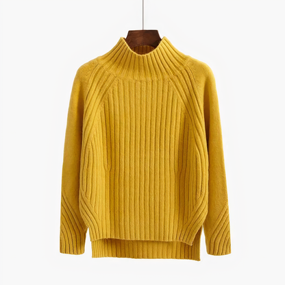 Avelena | Gerippter Rollkragenpullover mit Ballonärmeln