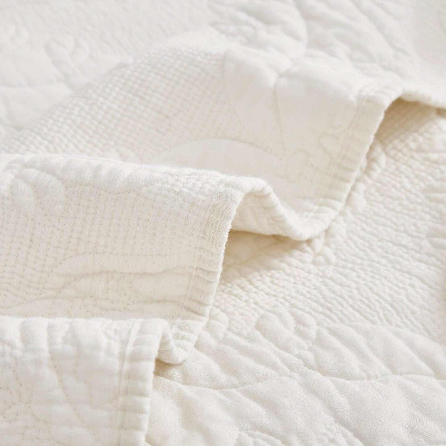 Avelena | Vanillecreme Elfenbein Paisley Damast Stepp-Matelassé Baumwoll Bettwäsche Set