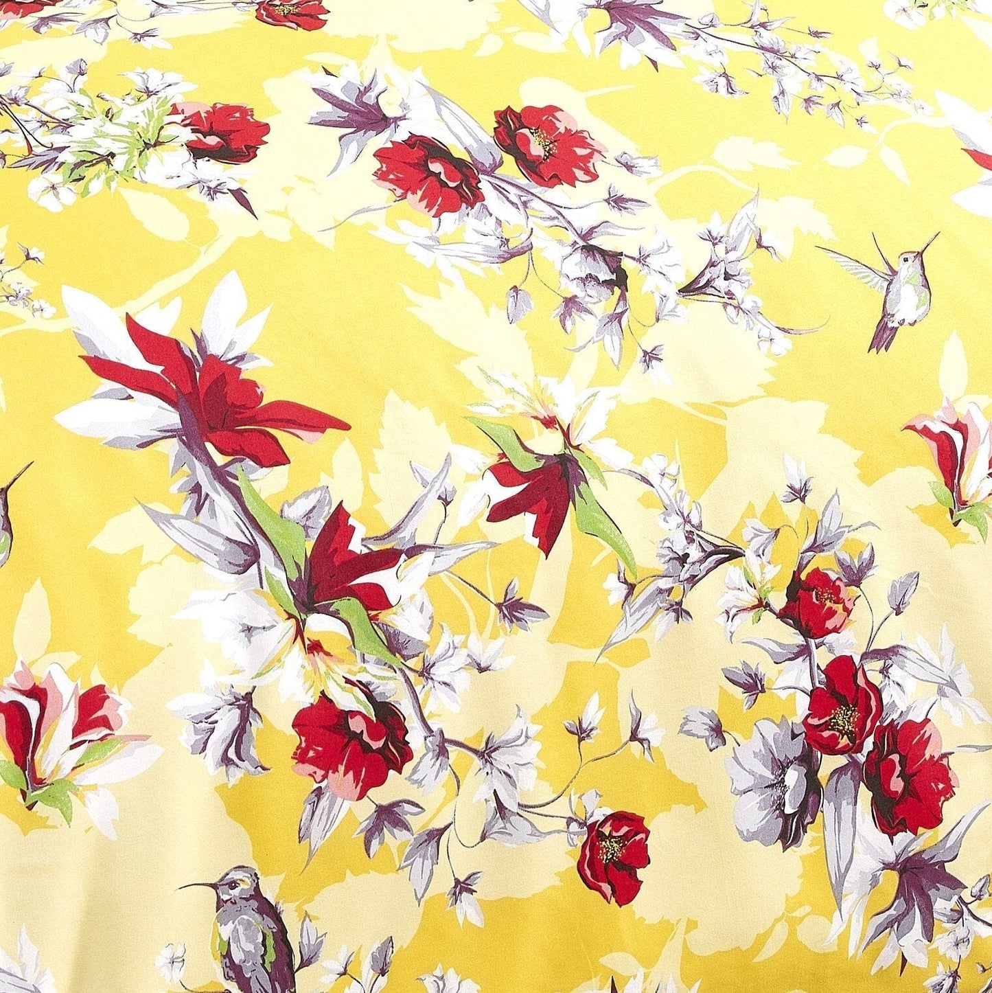 Avelena | Sonnenblume Gelb Kolibri Blumen Bettwäsche Set mit Kissenbezügen